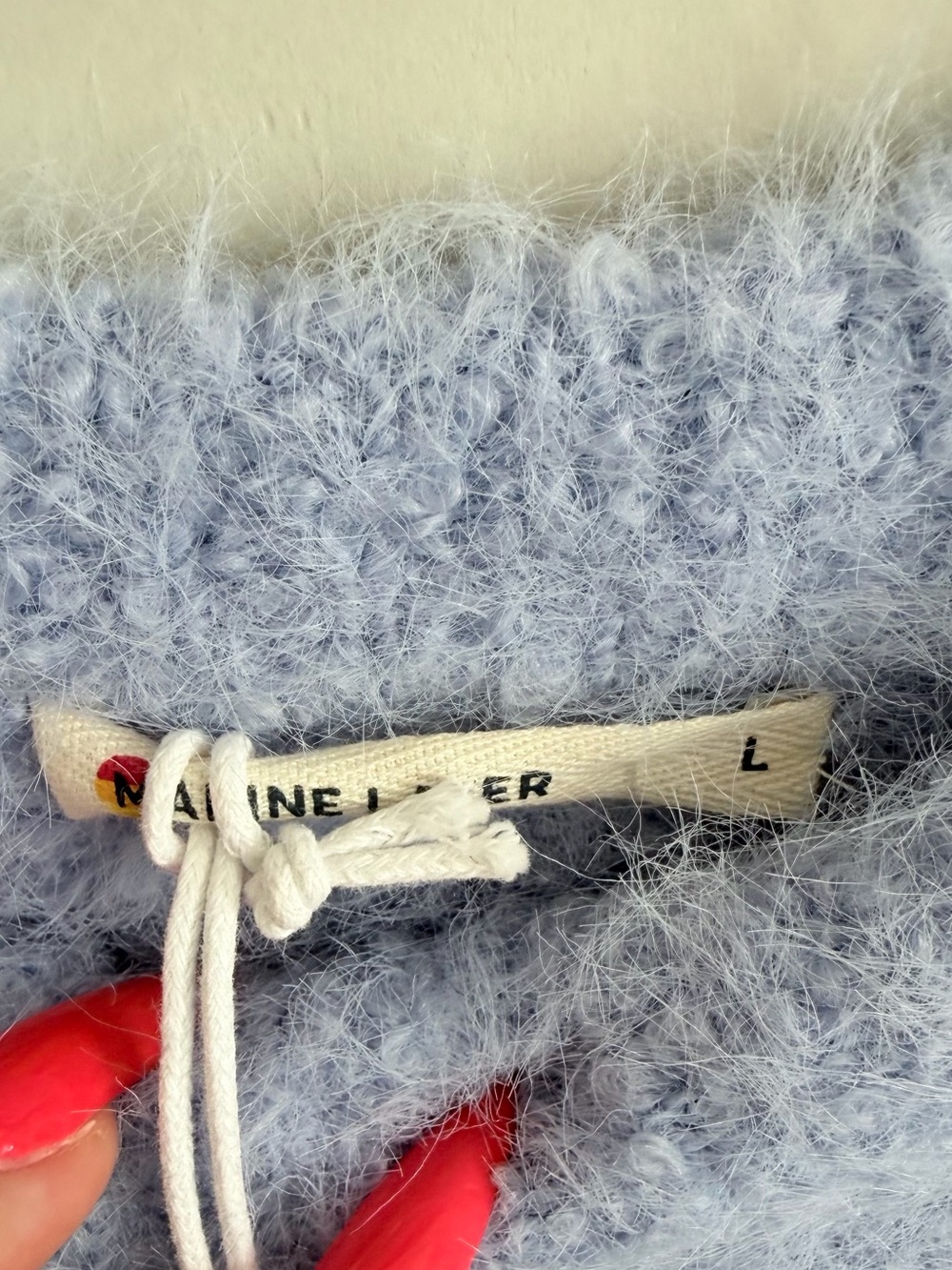 MARINE LAYER Teddy Eyelash Crewneck Sweater Blue Large NWT - Picture 8 of 9
